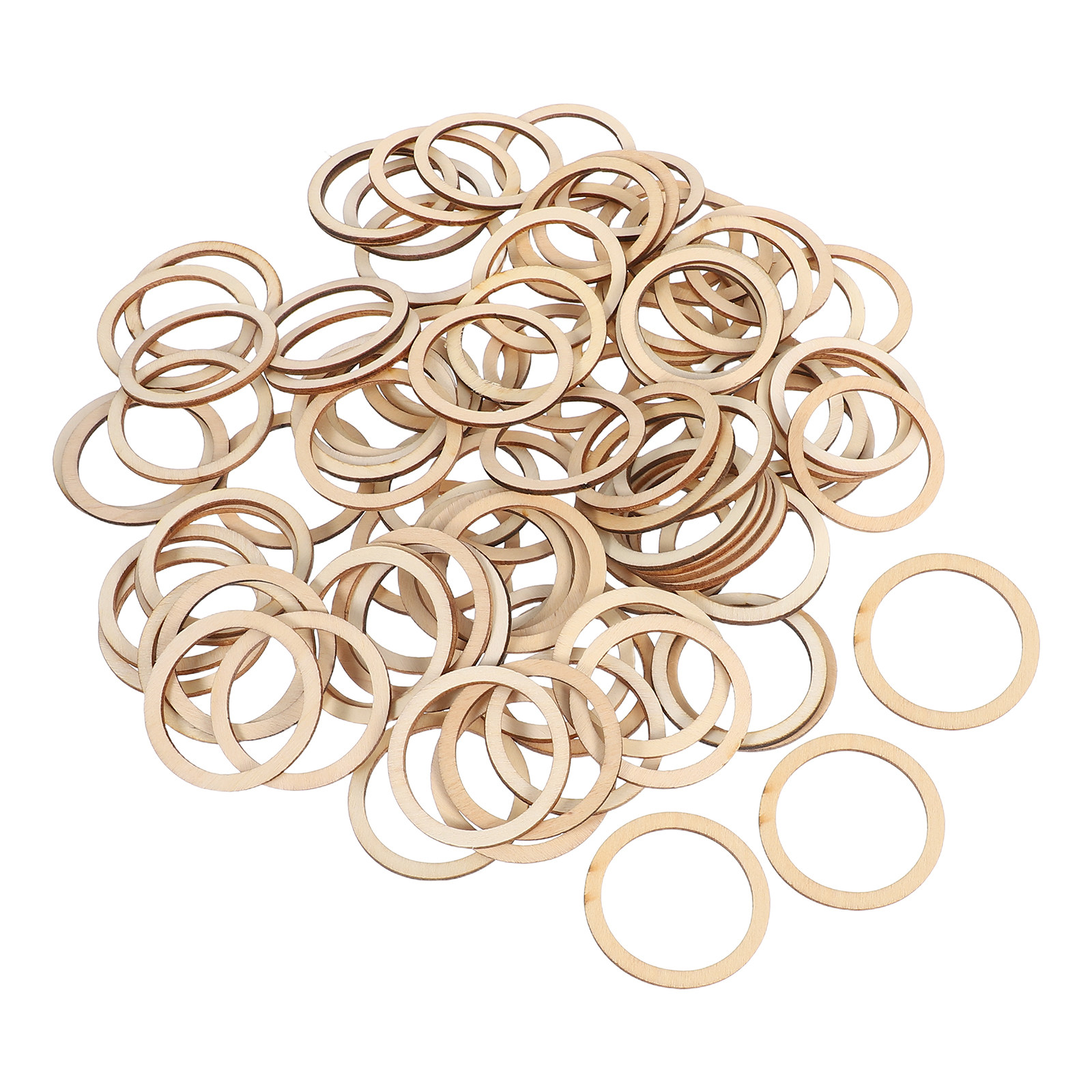 Christmas Craft Embellishment - 100Pcs Natural Wood Circle Embellishments Lightweight