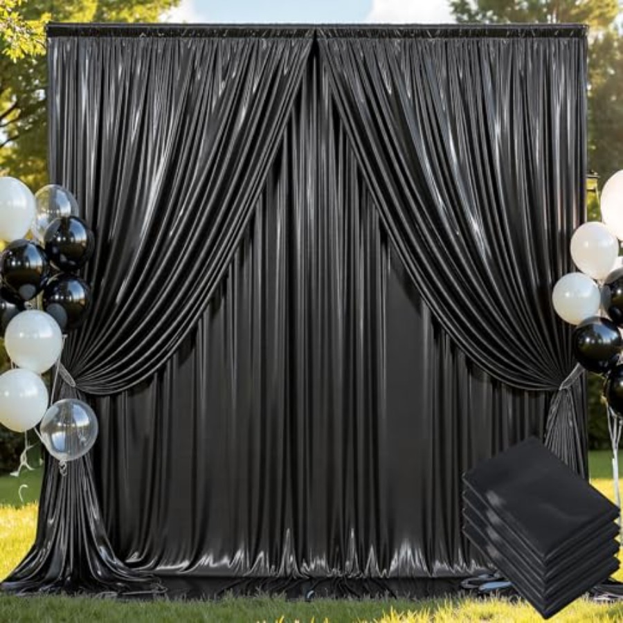 Sequin Fabric Panel - Party backdrop curtain: wrinkle-free black sequin