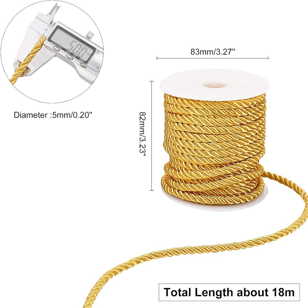 1 Roll 59 Feet Gold Cord 5mm T - Cord Trim Twisted recensie en prijs