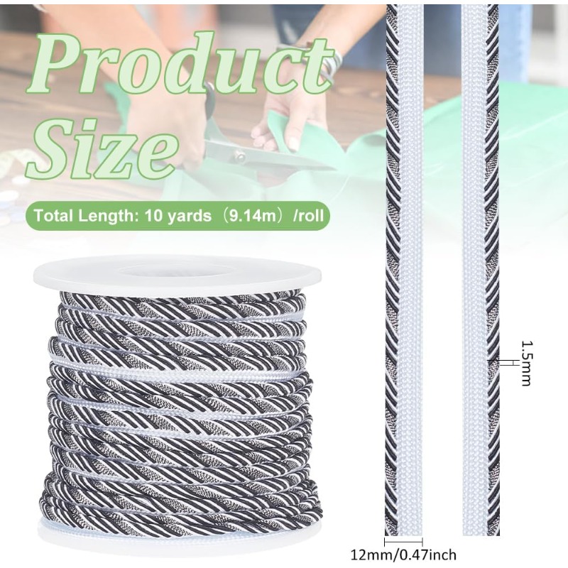 10 Yard Black Twisted Lip Cord - Cord Trim Twisted recensie en prijs