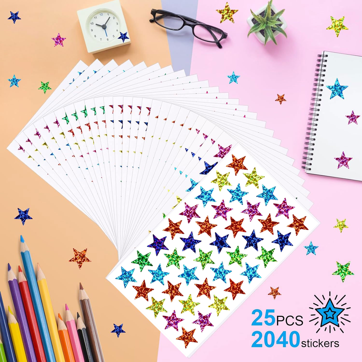 25 sheets Star Stickers 2040pc - Glitter Vinyl Roll recensie en prijs