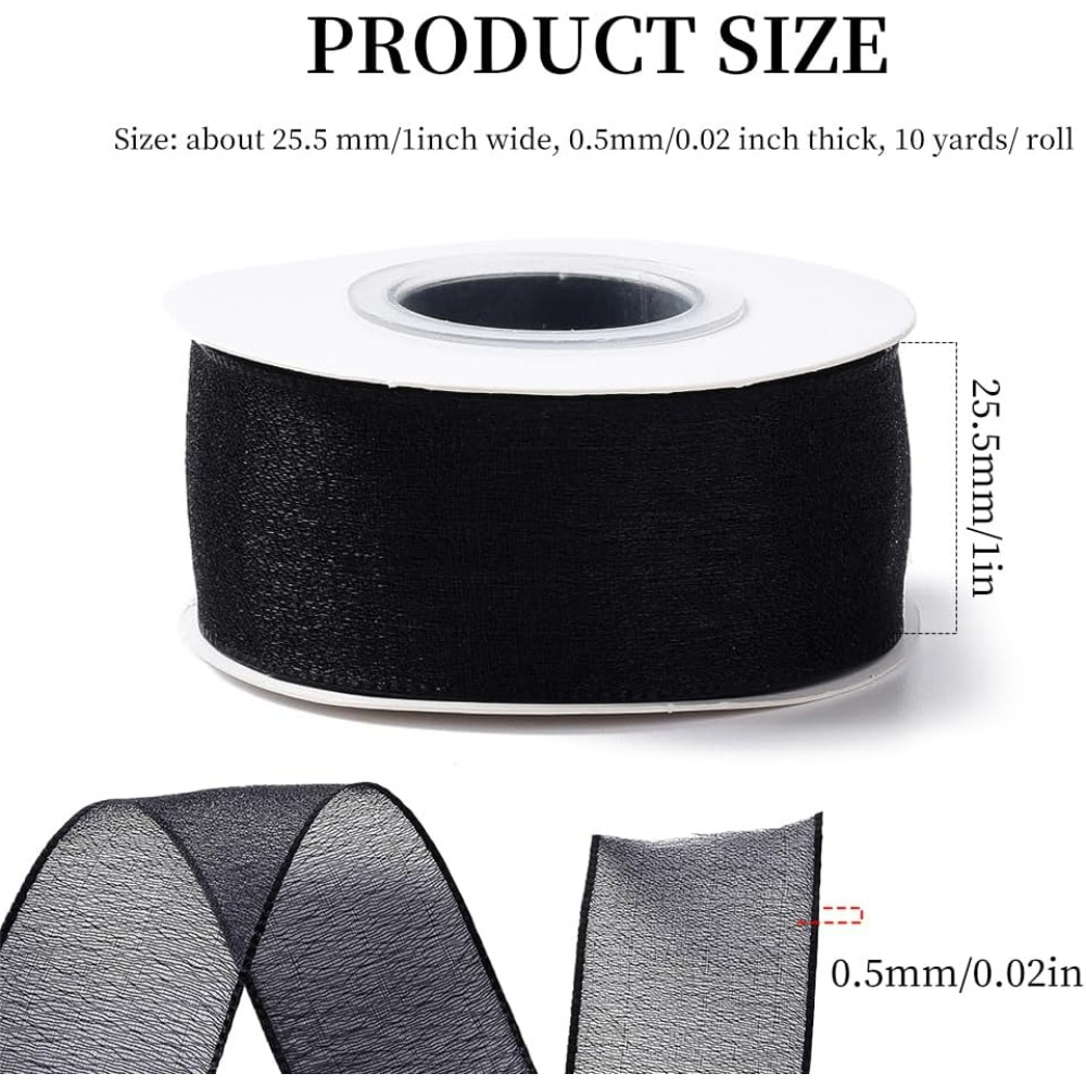1Inch Black Organza Ribbon Wir - Organza Ribbon Spool recensie en prijs