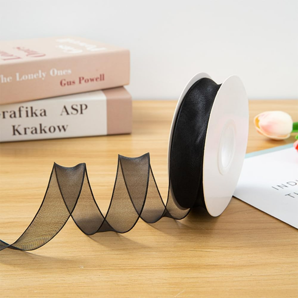 1Inch Black Organza Ribbon Wir - Organza Ribbon Spool recensie en prijs