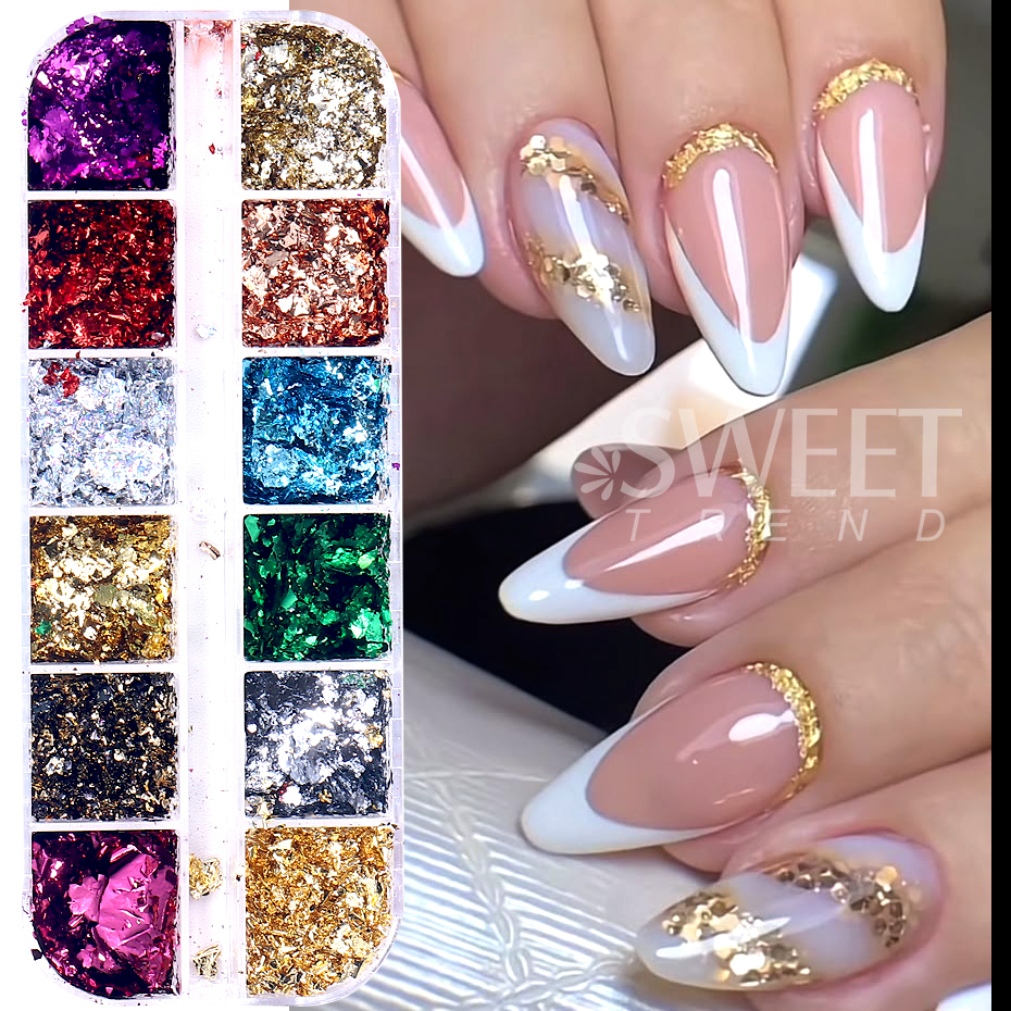 12 Grids Golden Foils Nails Gl - Glitter Vinyl Roll recensie en prijs