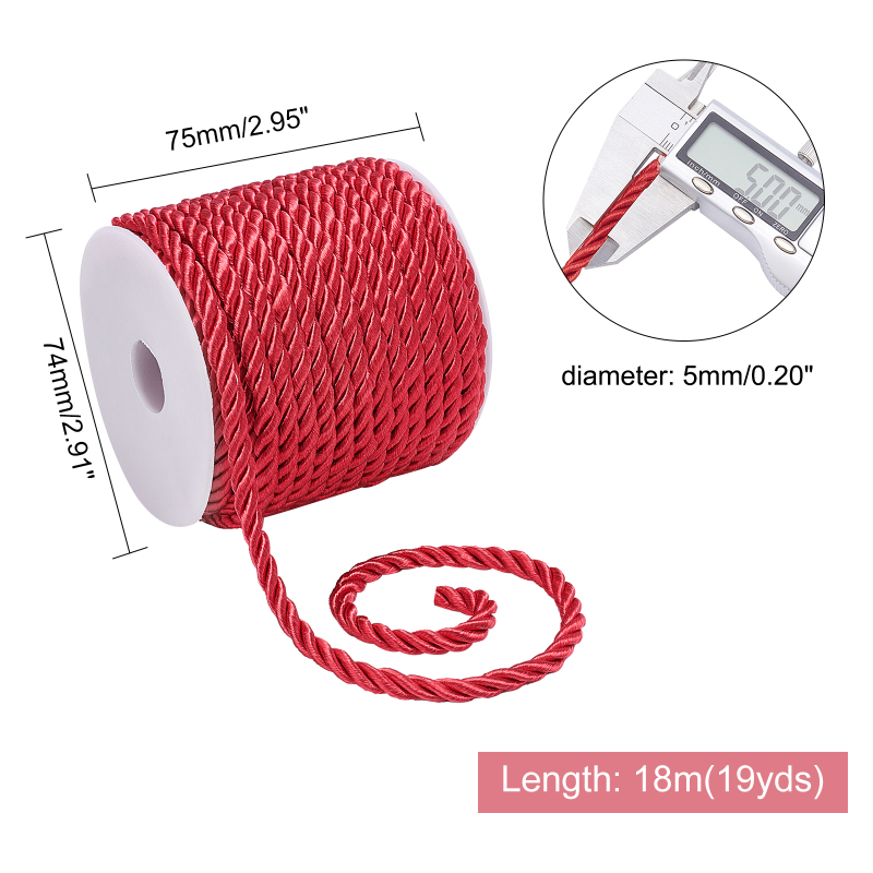 19.6 Yard Red Silk Rope 3-Ply  - Cord Trim Twisted recensie en prijs