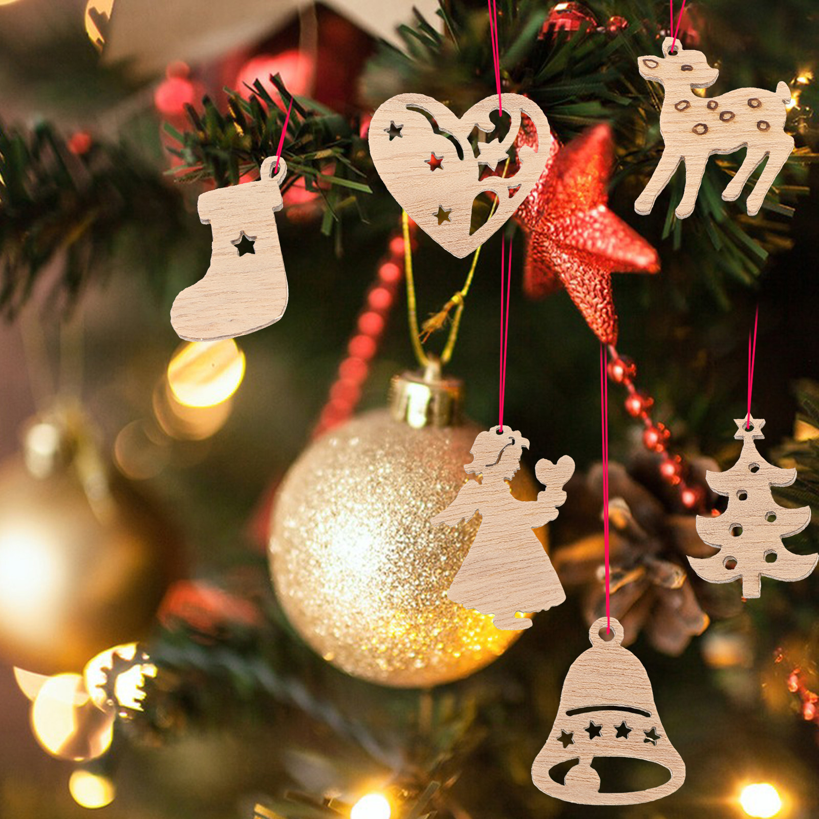 50Pcs Premium Wooden Shapes Cu - Christmas Craft Embellishment recensie en prijs