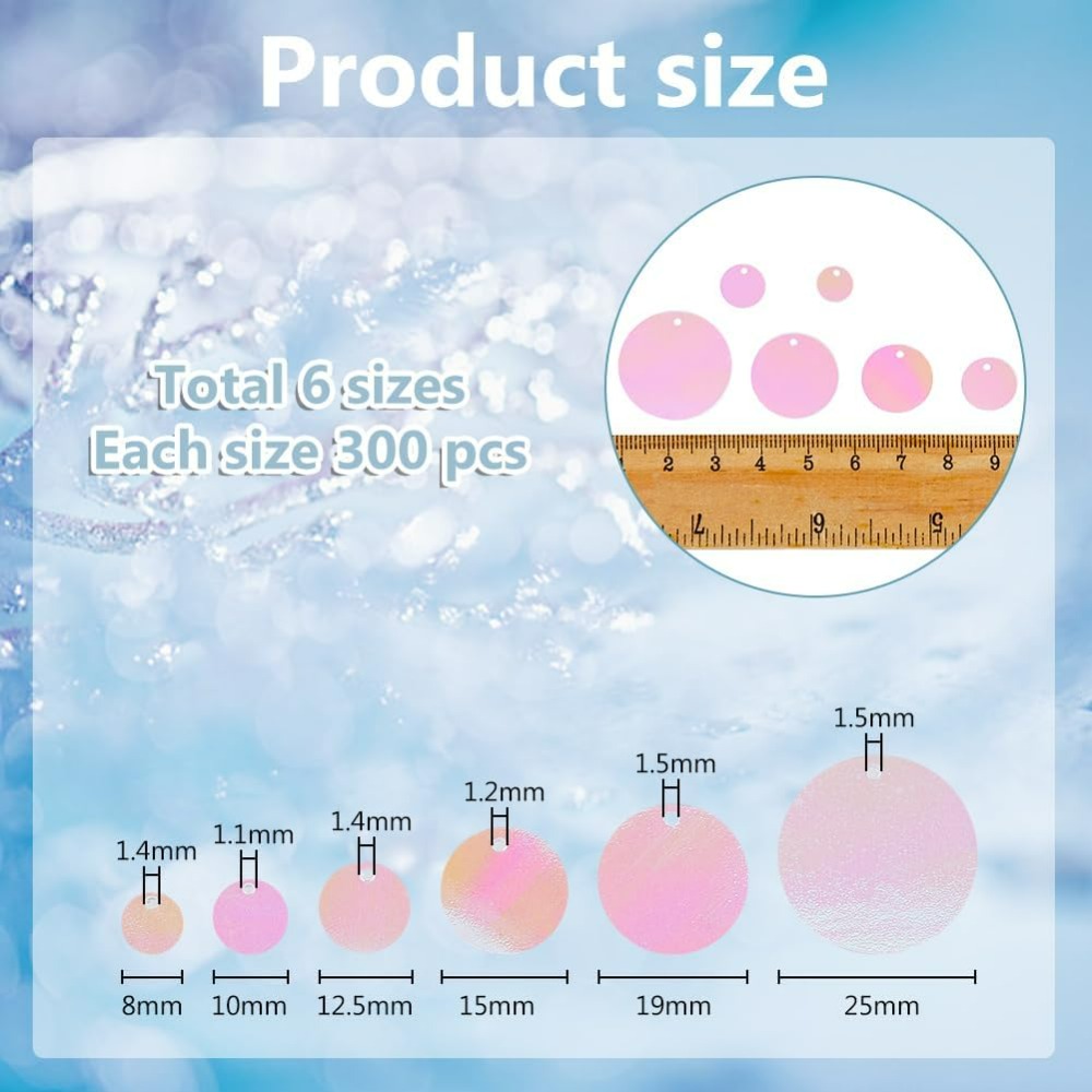 1800Pcs 6 Sizes Loose Sequin F - Embroidery Craft recensie en prijs