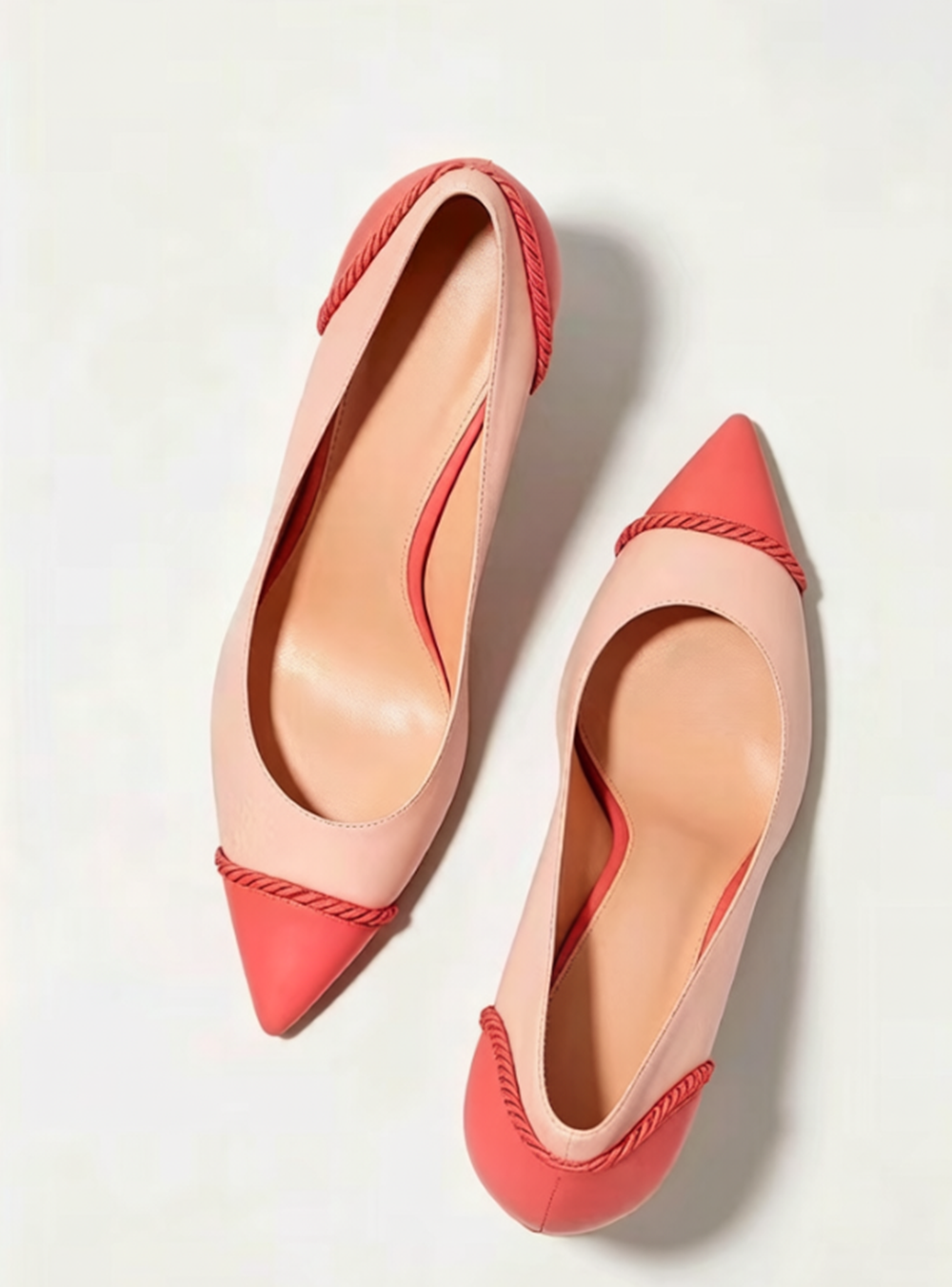 Two-Tone Pink Leather Pointed- - Cord Trim Twisted recensie en prijs