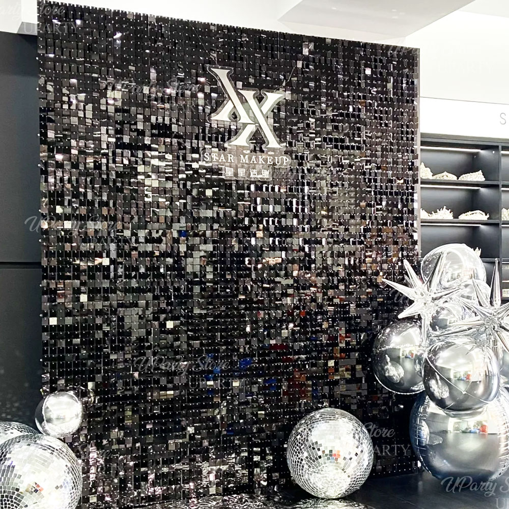 Black Shimmer Wall Backdrop 12 - Sequin Fabric Panel recensie en prijs