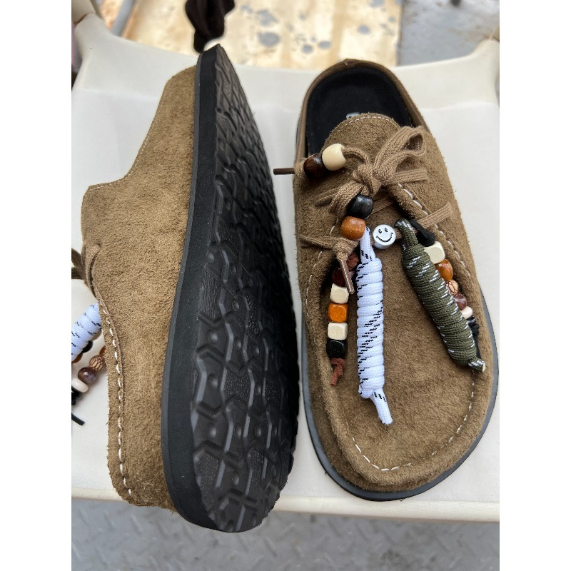 Women Men Clogs Cow Suede Leat - Guipure Lace Panel recensie en prijs
