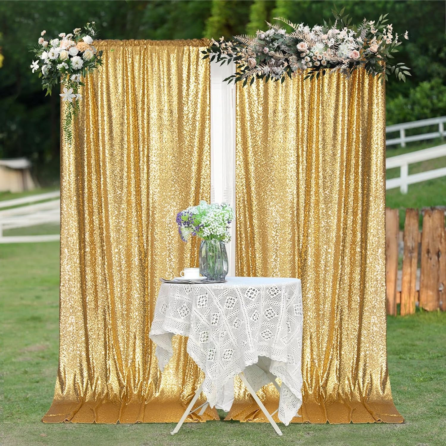 2×8FT-4PCS Gold Sequin Backdro - Sequin Fabric Panel recensie en prijs