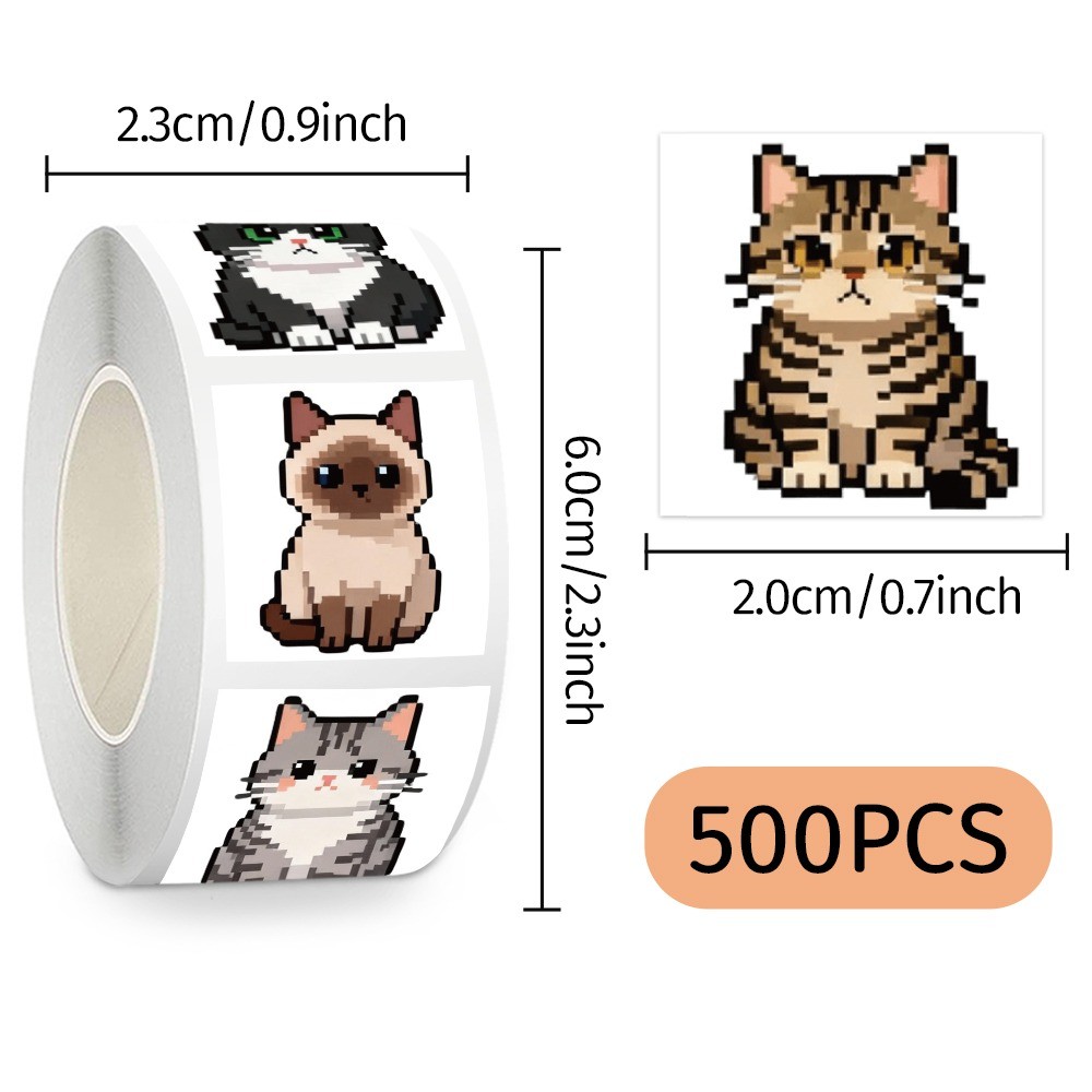 500 Pcs/Roll Cute Pixel Cat St - Craft Embellishment World recensie en prijs