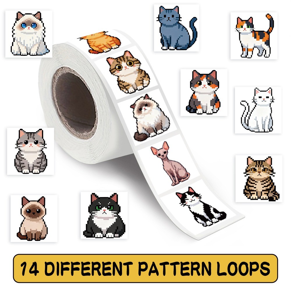500 Pcs/Roll Cute Pixel Cat St - Craft Embellishment World recensie en prijs
