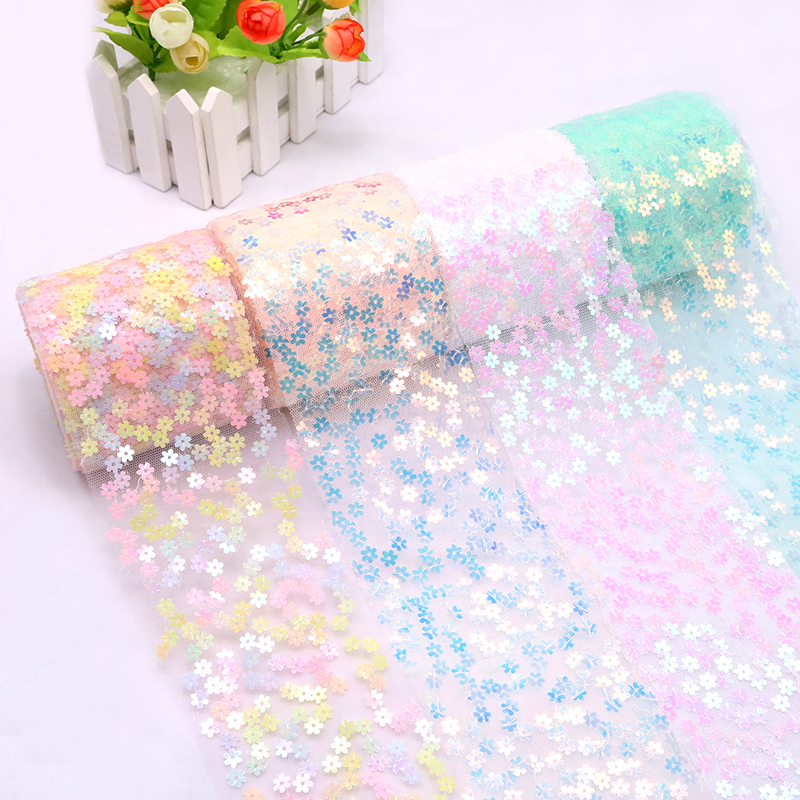 8cm 10cm 10 Yards Glitter Sequ - Organza Ribbon Spool recensie en prijs