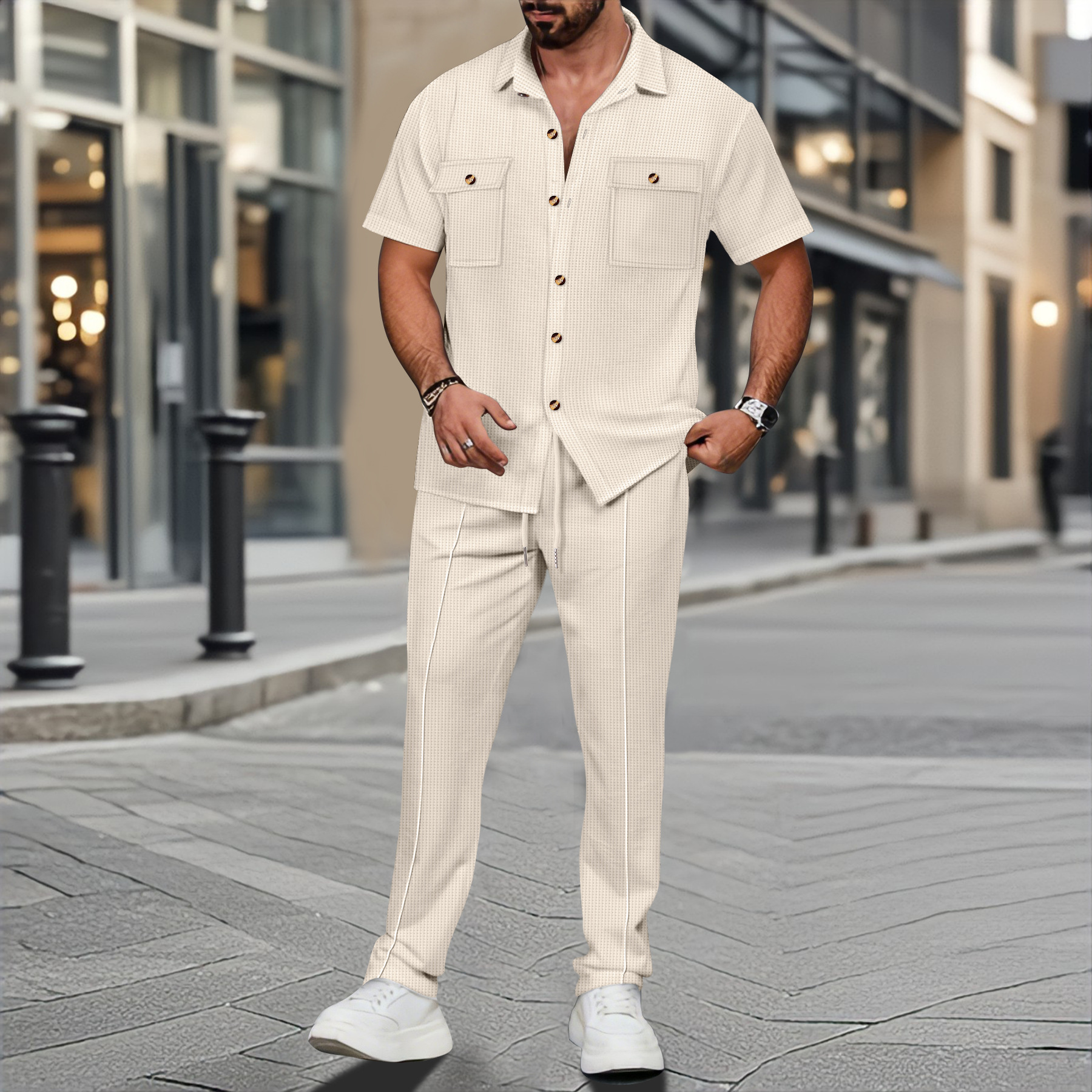Men Summer Solid Color Lapel B - Embellish Knit recensie en prijs
