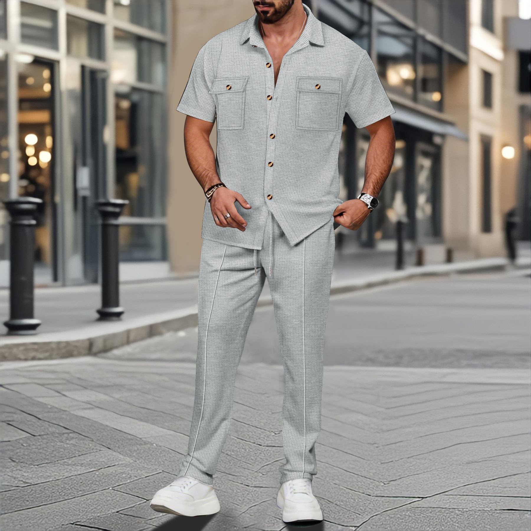 Men Summer Solid Color Lapel B - Embellish Knit recensie en prijs