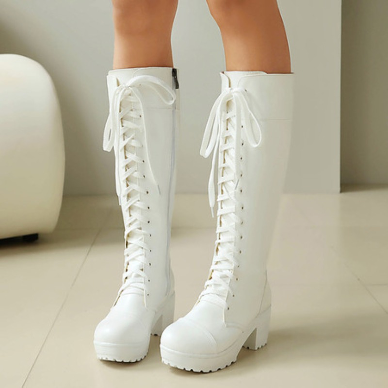 Womens Knee High Lace Up Comba - Guipure Lace Panel recensie en prijs